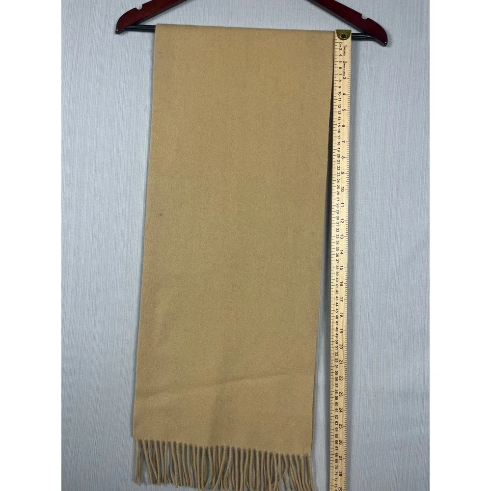 Rong Guan Scarf Womens OS Tan‎ Cashmere Fringe Trim Solid Classic Quiet Luxury